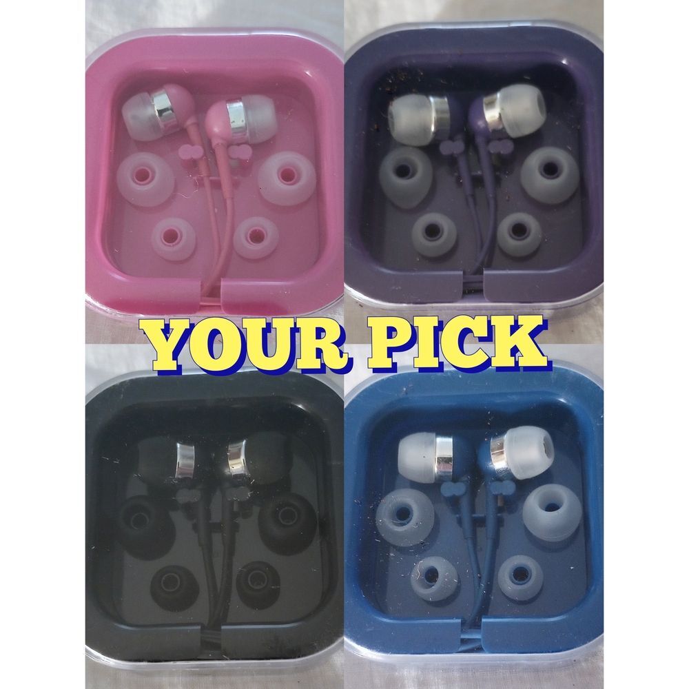 Billboards Wired Earbuds w/Replacement Silicone Sizing - BLUE BLACK PINK PURPLE